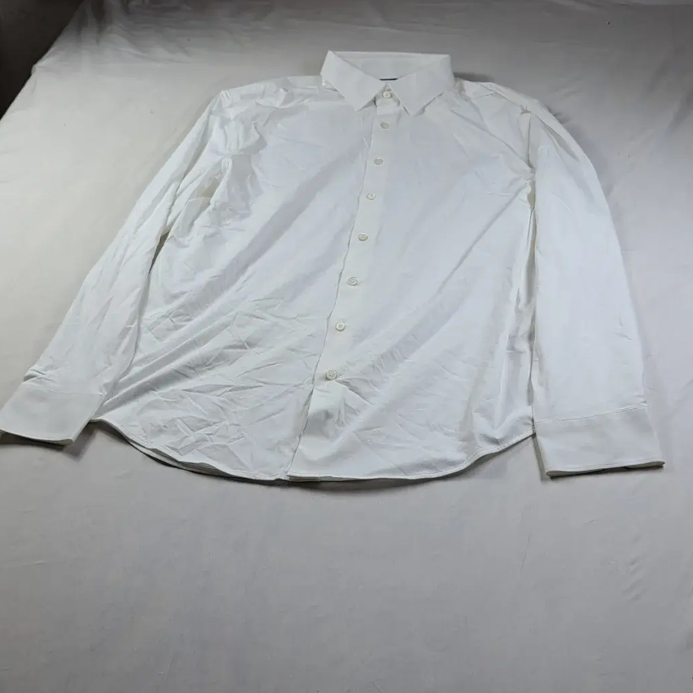 Bugatchi Mens White Long Sleeve Dress Shirt 8 Way Stretch Cotton Blend XL